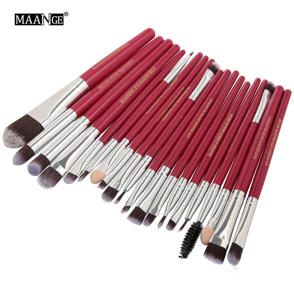 red silver-20pcs - MAANGE 20/22Pcs Beauty Makeup Brushes Set Cosmetic Foundation Powder Blush Eye Shadow Lip Blend Make Up Brush Tool Kit Maquiagem