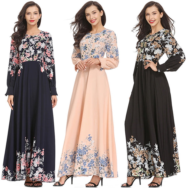 [variant_title] - CHAMSGEND Women Muslim Loose Solid Color Robe Clothing Abaya Islamic Arab Kaftan Robe Kaftan Dubai muslim abaya dress C3048