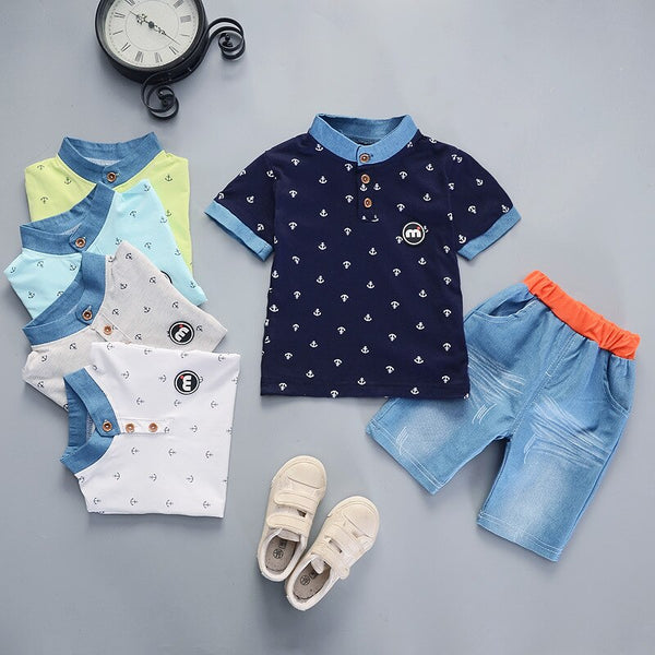 [variant_title] - 2019 Summer boys clothes sets Baby boy fashion print T-shirt + shorts  2 pieces baby cotton clothing set