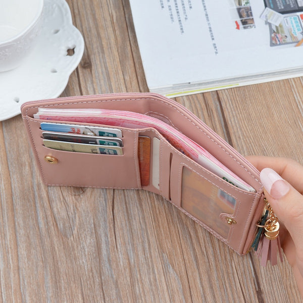 [variant_title] - New Arrival Wallet Short Women Wallets Zipper Purse Patchwork Fashion Panelled Wallets Trendy Coin Purse Card Holder Leather