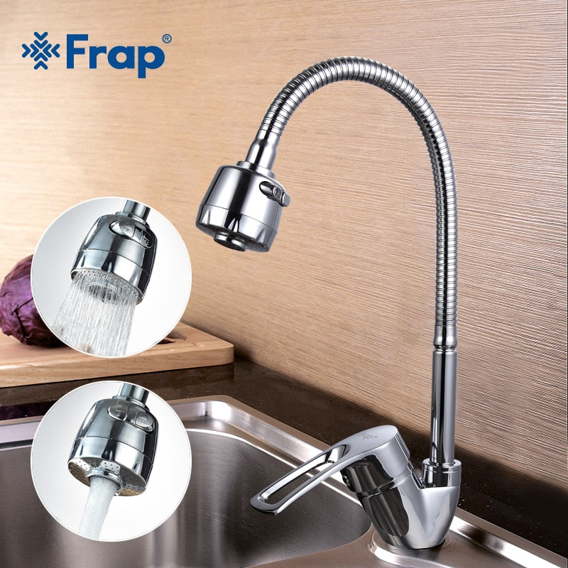Default Title - FRAP Solid Kitchen Mixer Cold and Hot flexible Kitchen Tap Single lever Hole Water Tap Kitchen Faucet Torneira Cozinha F43701-B