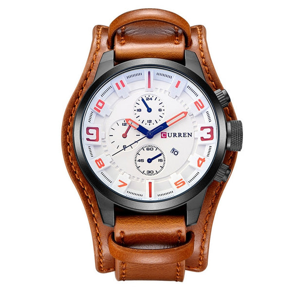 brown white - Curren Men Watches Man Clock 2018 Top Brand Luxury Army Military Steampunk Sports Male Quartz-Watch Men Hodinky Relojes Hombre