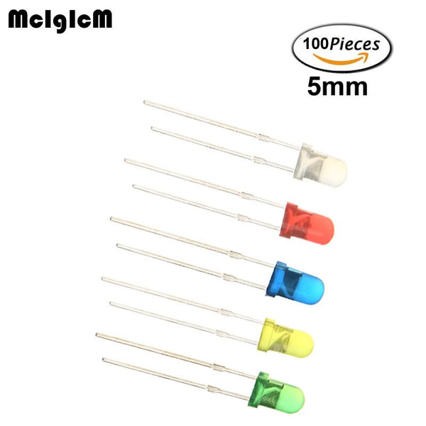 [variant_title] - MCIGICM 100pcs 5mm LED diode Light Assorted Kit DIY LEDs Set White Yellow Red Green Blue electronic diy kit Hot sale