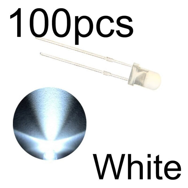 white 100pcs - MCIGICM 100pcs 5mm LED diode Light Assorted Kit DIY LEDs Set White Yellow Red Green Blue electronic diy kit Hot sale