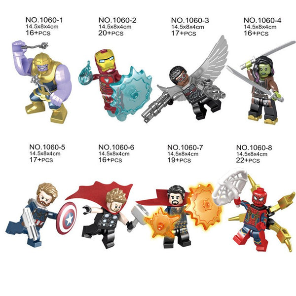 [variant_title] - 16pcs Avengers Infinity War Figure Set Legoingly Super Hero Iron Thor Thanos Peter Hulk Black Panther Building Blocks Model Toys