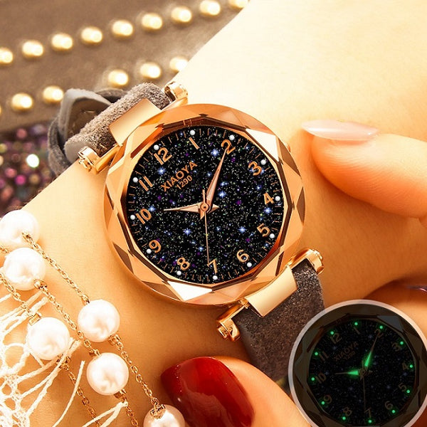 gray - relojes mujer 2019 Luxury Brand xiaoya Women Watches Personality Romantic Starry Sky Wrist Watch Rhinestone Design Ladies Clock