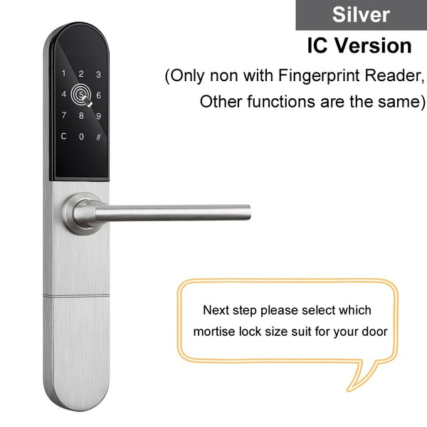 Silver IC / 22 x 235 (60 72) - RAYKUBE Electronic Door Lock With Fingerprint / Smart Card / Bluetooth Unlock Wifi TT lock Phone APP Keyless Mortise Lock R-F918
