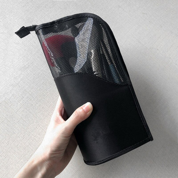 [variant_title] - Zipper Black Travel Makeup Brush Bag Empty Organizer Pouch Pocket Holder Kit Mesh Practical Cosmetic Make Up Tool Storage Case (makeup brush bag)