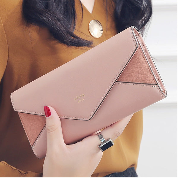 [variant_title] - New Style Envelope Designer Clutch Wallets For Women Hasp Pocket To Coin Card Holder Female Purses Long Wallet Ladies