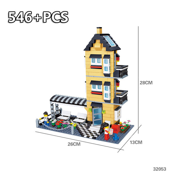 546PCS Block No Box - City Architecture Villa Cottage Model Beach Hut Modular Home House Village Building Blocks Compatible Legoingly Friends Toy Gift