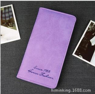 Purple - Minimalist Designer Slim Long Bifold Women Wallet Female Clutch Leather Brand Coin Purse Ladies Card Holder Money Dollar Cuzdan