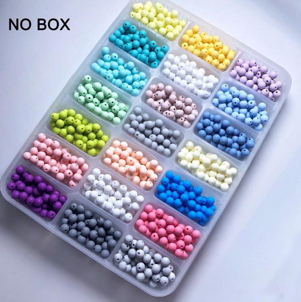 SIZE 12MM (NO BOX) - 10MM/12MM/15MM Silicone Loose Bead Teether for Baby Chew Candy colors Silicone Beads Silicone Teething Beads Teether (NO BOX)