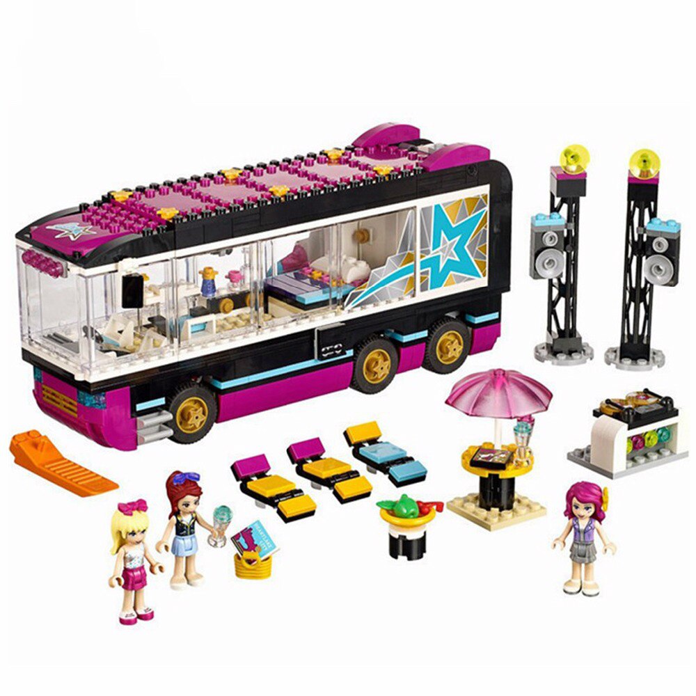 [variant_title] - 684 Pcs 10407 Friends Pop Star Tour Bus Building Blocks 41106 Legoing Friends Figures Bricks Toys for Children Model Toys Gift (no original box)