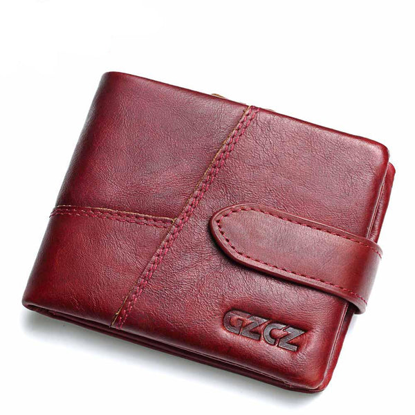 GZ0001RedS - GZCZ 2019 Genuine Leather Women Wallet Purse Female Luxury Cow Leather Business Women's Handbag Genuine Leather Pouch