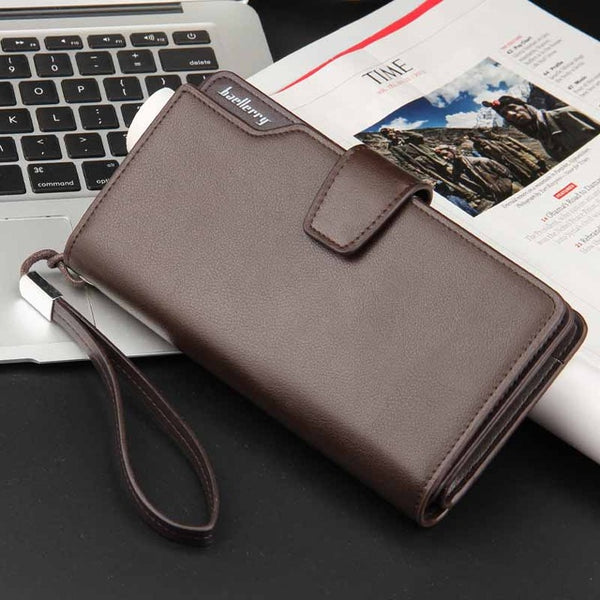 brown - 2018 Fashion Top Quality leather long wallet men Purse male clutch zipper around wallets men women money bag pocket mltifunction