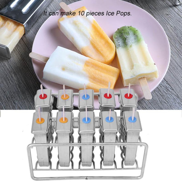 [variant_title] - Stainless Steel Ice Cream Mould Pop Lolly Popsicle Molds +100Pcs Ice Cream Wood Sticks  Household Kitchen Gadget