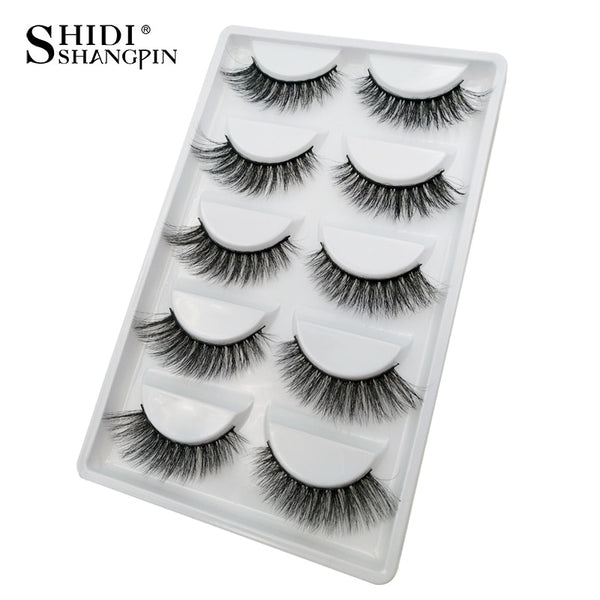 G806A - SHIDISHANGPIN 5 pairs mink eyelashes natural 3d mink lashes beauty essentials 3d false lashes false eyelashes full strip lashes