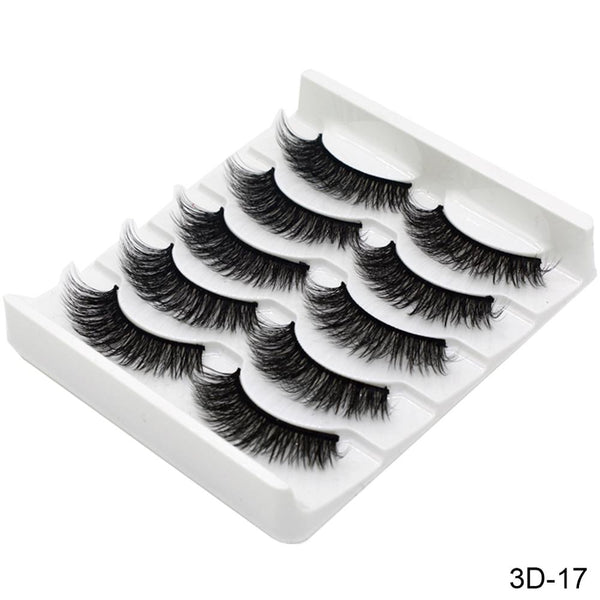 3D-17 - SEXYSHEEP 5Pairs 3D Mink Hair False Eyelashes Natural/Thick Long Eye Lashes Wispy Makeup Beauty Extension Tools