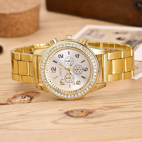 [variant_title] - 2019 Fashion Dress Watches Women Men Faux Chronograph Quartz Plated Classic Round Crystals Watch relogio masculino Casual Clock