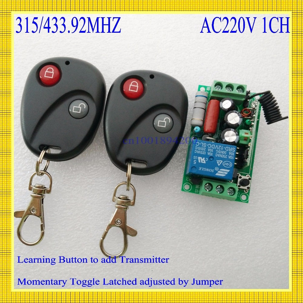 Default Title - 220V  AC 10A Relay Receiver Transmitter Light Lamp LED Remote Control Switch Power Wireless ON OFF Key Switch Lock Unlock 315433