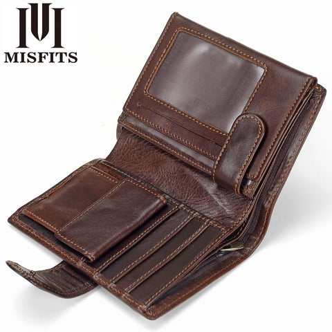 [variant_title] - MISFITS Vintage Men Wallet Genuine Leather Short Wallets Male Multifunctional Cowhide Male Purse Coin Pocket Photo Card Holder