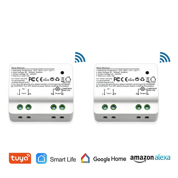 2 pcs - Tuya Smart Life WiFi Light Switch Alexa Echo, Google Home Voice Control, 10A, App Remote Control Lights, Set Timer for Lamps