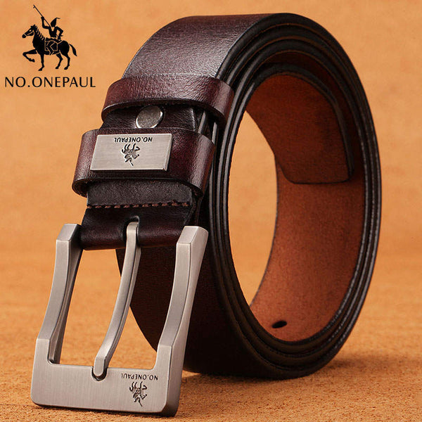 zdk333 Coffee 3.8CM / 90CM - NO.ONEPAUL cow genuine leather luxury strap male belts for men new fashion classice vintage pin buckle men belt High Quality