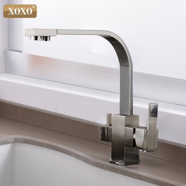 Brushed Nickel - XOXO Filter Kitchen Faucet Drinking Water Single Hole Black Hot and cold Pure Water Sinks Deck Mounted  Mixer Tap 81058