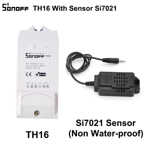 TH16 With Si7021 - Sonoff TH16 Smart Wifi Switch Monitoring Temperature Humidity Wifi Smart Switch Home Automation Kit Works With Alexa Google Home