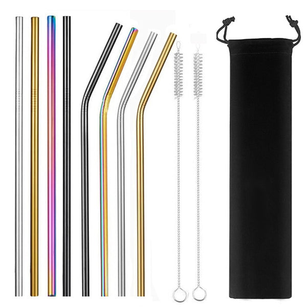 Mix2 8pcs - 2/4/8Pcs Colorful Reusable Drinking Straw High Quality 304 Stainless Steel Metal Straw with Cleaner Brush For Mugs 20/30oz