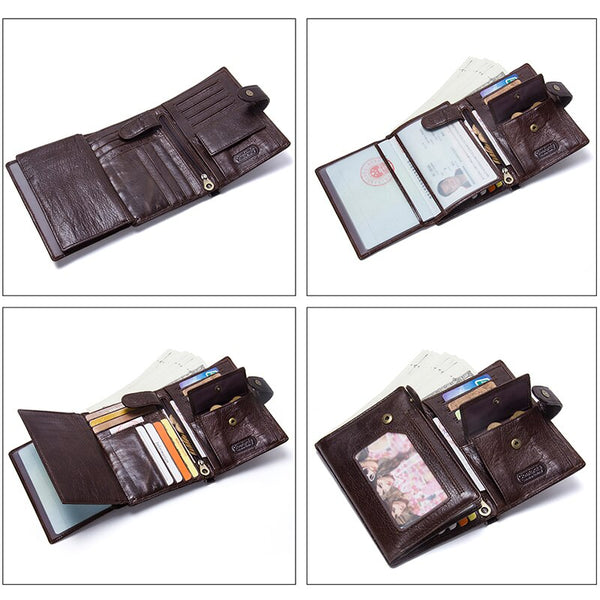[variant_title] - Casual Genuine Leather Wallet Men Passport Holder Coin Purse PORTFOLIO MAN Portomonee Short Wallets Passport Cover Travel Bag