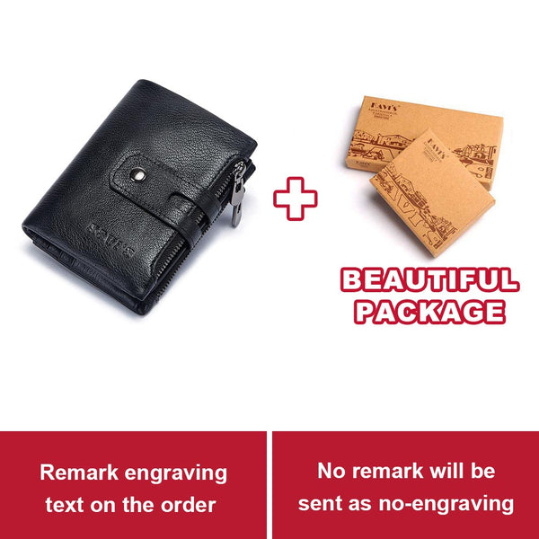 Black M Box - KAVIS Free Engraving Name Genuine Leather Wallet Men PORTFOLIO Gift Male Cudan Portomonee Perse Coin Purse Pocket Money Bag