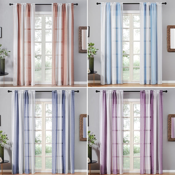 [variant_title] - Topfinel Gray Semi Voile Sheer Curtains Drapes for Bedroom Kitchen Living Room Stripe Gradient Home Decortive Tulle on Windows