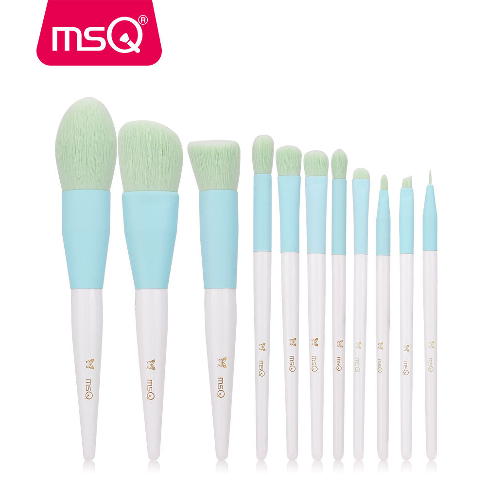 Default Title - MSQ 11pcs Makeup Brushes Set Pro Powder Foundation Eyeshadow Make Up Brushes Kit pincel maquiagem Make Up Tool With Cloth Pouch (STQH11W)