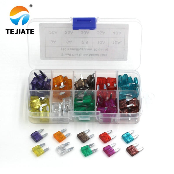 [variant_title] - 100PCS MINI Car Fuses 3A 5A 7.5A 10A 15A 25A 30A 35A 25A 40A Amp with Box Clip Assortment Auto Blade Type Fuse Set Truck