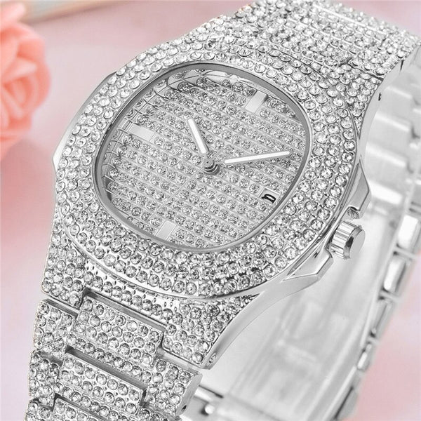 [variant_title] - Men Watch Sliver Rose Gold Mens Watches Top Brand Luxury Diamond Stainless Steel Quartz Wristwatch Dress Business Date Clock 45