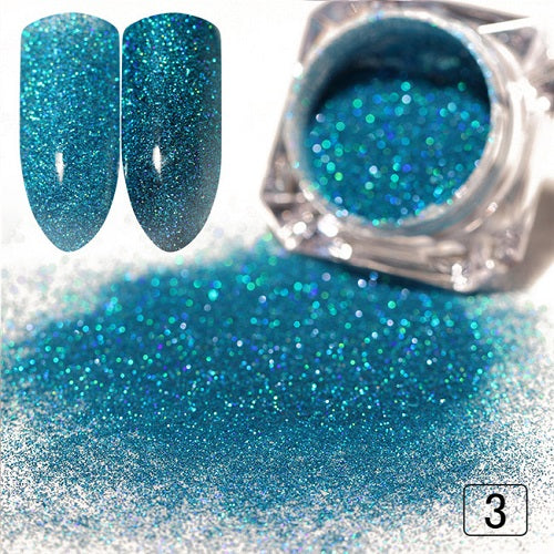 03 - Gradient Shiny Nail Glitter Set Powder Laser Sparkly Manicure Nail Art Chrome Pigment Silver DIY Nail Art Decoration Kit