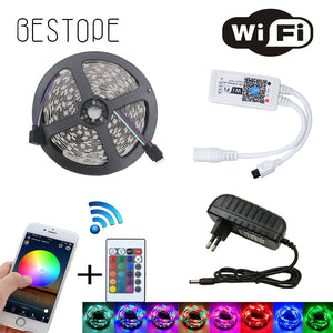 [variant_title] - WIFI RGB LED Strip Light SMD 2835 15M 20M RGB tape DC12V Waterproof RGB ribbon diode 5M 10M led Flexible and WIFI Controller