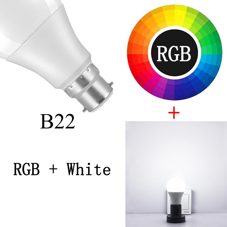 B22 Cold White / Yes - E27/B22 RGB Bluetooth LED Light Bulb Multicolor Dimmable LED Spotlight Lamp Night Light Bulbs for Home Lighting Party Holiday