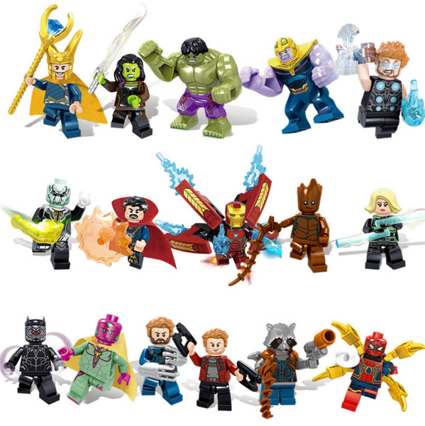 [variant_title] - 16pcs Avengers Infinity War Figure Set Legoingly Super Hero Iron Thor Thanos Peter Hulk Black Panther Building Blocks Model Toys