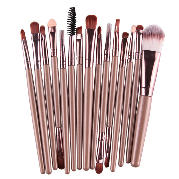 JK - MAANGE Pro 15Pcs Makeup Brushes Set Eye Shadow Foundation Powder Eyeliner Eyelash Lip Make Up Brush Cosmetic Beauty Tool Kit Hot