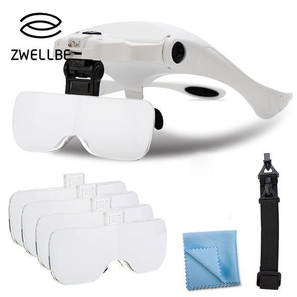 [variant_title] - Eyelash Extension 5 Lens Adjustable Headband Magnifying Glass Magnifier With LED Light lamp Magnifying Glasses For False Lashes
