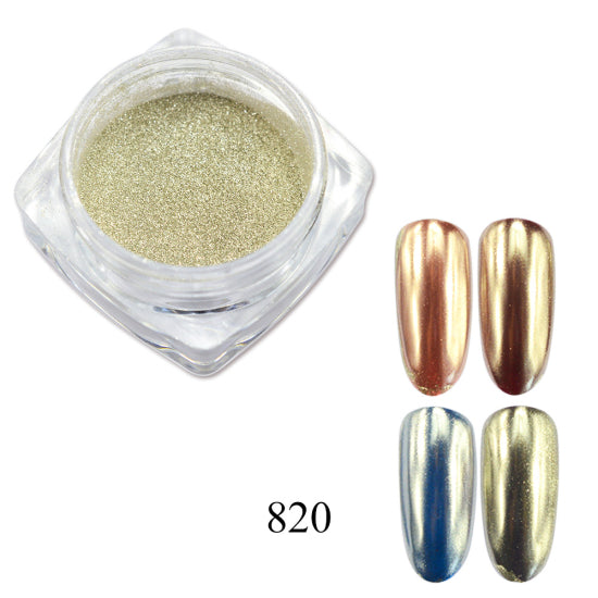 820 - 0.5g Nail Mirror Glitter Powder Metallic Color Nail Art UV Gel Polishing Chrome Flakes Pigment Dust Decorations Manicure TRC/ASX
