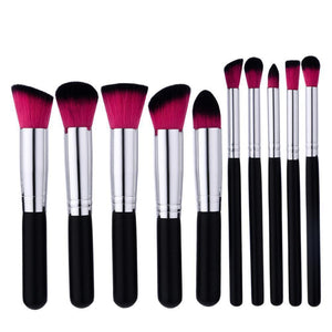 Default Title - 10PCS Make Up Foundation Eyebrow Eyeliner Blush Cosmetic Conceal Professional Makeup Brush Set Brushes Set Kit Pouch #2 (as picture)