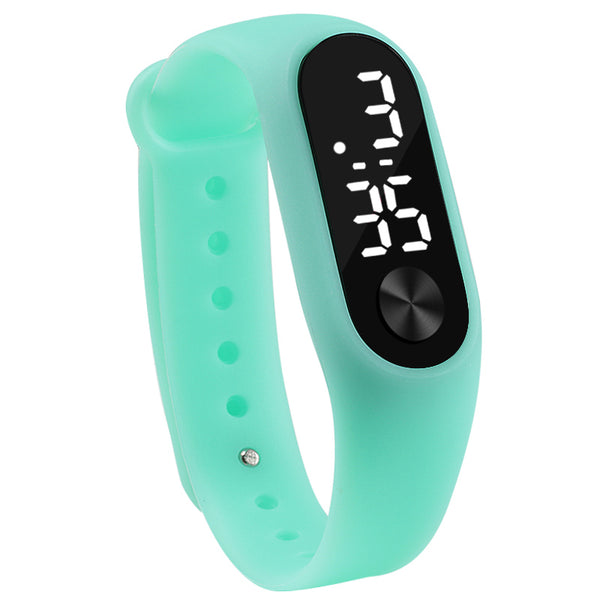 mint green - Fashion Men Women Casual Sports Bracelet Watches White LED Electronic Digital Candy Color Silicone Wrist Watch for Children Kids