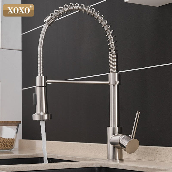 [variant_title] - XOXO Kitchen Faucet Pull Out Cold and Hot Brushed Nickel Torneira  Rotate Swivel 2-Function Water Outlet Mixer Tap 1343A-S