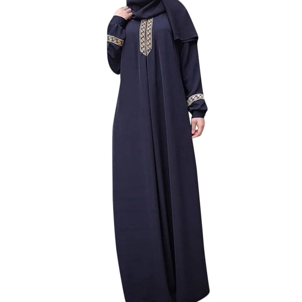 BK / 4XL - Abaya For Women Lady Large Size Printed Muslim Long Casual Sleeve Dress Casual Kaftan Long Dress  Plus Size Abaya a502