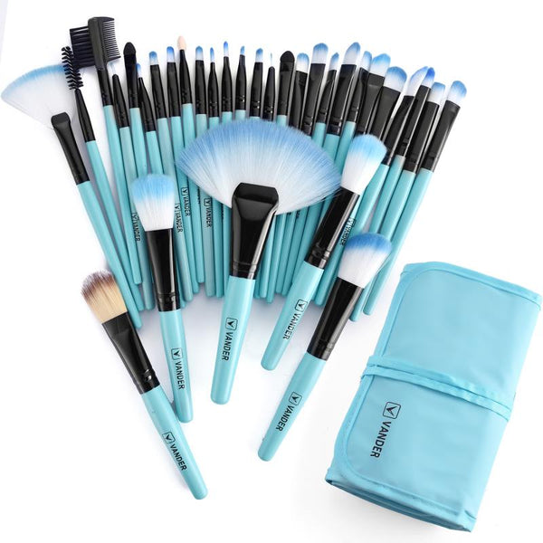 Blue Brush - VANDER LIFE 32Pcs Makeup Brush Sets Professional Cosmetics Brushes Set Kit + Pouch Bag Case Woman Make Up Tools Pincel Maquiagem
