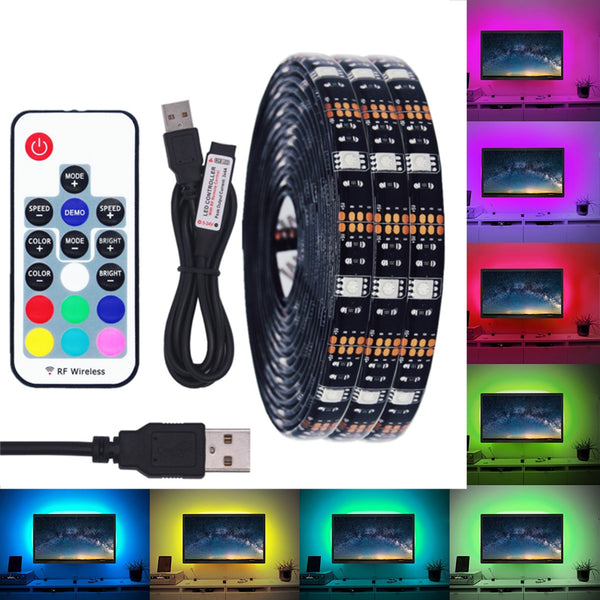 [variant_title] - BEILAI DC 5V USB LED Strip 5050 Waterproof RGB LED Light Flexible 50CM 1M 2M add 3 17Key Remote For TV Background Lighting