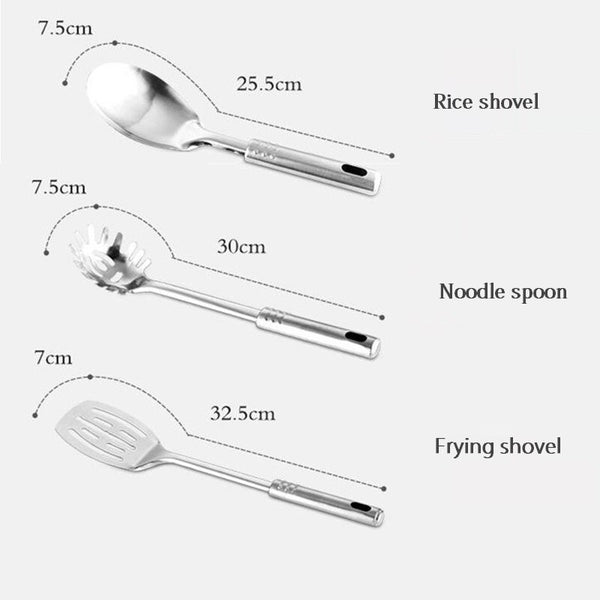 [variant_title] - 6pcs Stainless Steel Kitchen Utensil Set Spatula Spoon Frying Shovel Colander Noodle Spaghetti Spoon Kitchen Cooking Tools